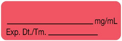 United Ad Label Pre-Printed / Write On Label Communication Fill In Red Paper Blank _______mg/mL /Exp. Dt./Tm.____ Syringe Label 1/2 X 1-1/2 Inch - M-831770-4907 - Roll of 1