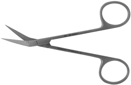 BR Surgical Iris Scissors BR Surgical 4-1/2 Inch Length Surgical Grade Stainless Steel NonSterile Finger Ring Handle Angled Sharp Tip / Sharp Tip - M-831775-2767 - Each