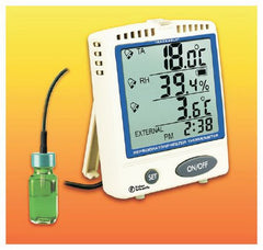 Fisher Scientific Digital Thermometer / Hygrometer with Alarm Fisherbrand™ Traceable® Memory-Card Fahrenheit / Celsius -22° to +158°F (-30° to +70°C) Stainless Steel Probe Multiple Mounting Options Battery Operated