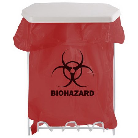 Bowman Manufacturing Biohazard Bag Holder 6.25 X 9.50 X 12.88 Inch, 1 gal., White, Wire Coated, Wall Mount - M-832065-4167 - Each