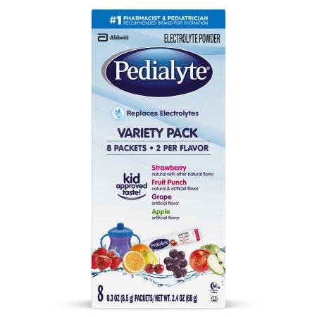 Abbott Pediatric Oral Electrolyte Solution Pedialyte® Fruit Punch / Grape / Apple / Strawberry Flavor 0.3 oz. Individual Packet Powder