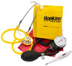 Hopkins Medical Products Aneroid Sphygmomanometer Vital Sign Kit Palm Hand Held Size Large Plastic Cuff Dual Head Stethoscope