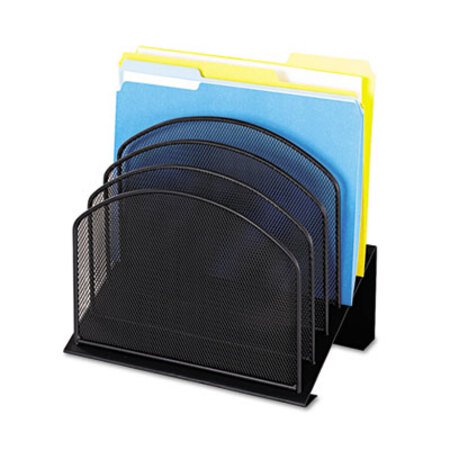 Safco® Onyx Mesh Desk Organizer with Tiered Sections, 5 Sections, Letter to Legal Size Files, 11.25" x 7.25" x 12", Black