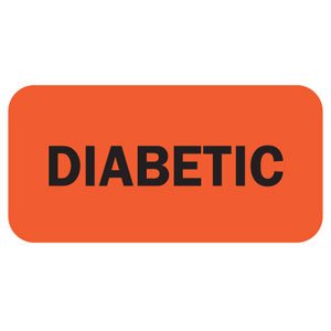 Tabbies Pre-Printed Label Auxiliary Label Red Diabetic Black Safety and Instructional 1-1/2 X 3/4 Inch - M-832624-4720 - Roll of 1