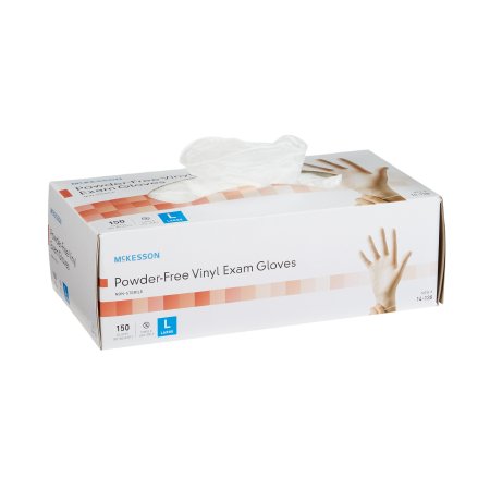Exam Glove McKesson Large NonSterile Vinyl Standard Cuff Length Smooth Clear Not Chemo Approved - M-832683-3365 - Box of 150
