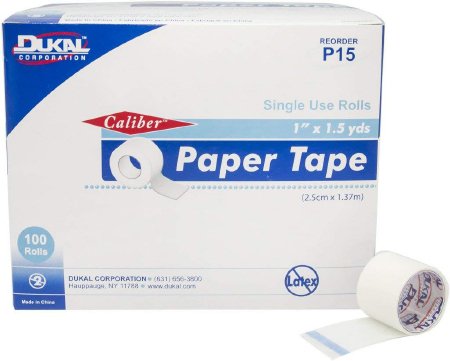 Dukal Medical Tape Caliber™ Short Roll Paper 1 inch X 1-1/2 Yard White NonSterile