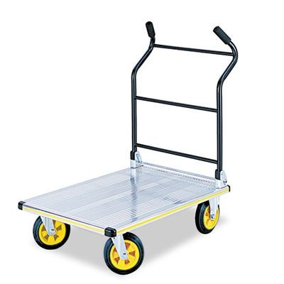 Safco® Stow-Away Platform Truck, 1,000 lb Capacity, 24 x 39 x 40, Aluminum/Black