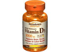 US Nutrition Vitamin Supplement Sundown Naturals® Vitamin D 1000 IU Strength Softgel 100 per Bottle