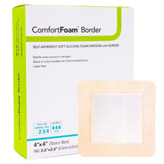 DermaRite Industries Silicone Foam Dressing ComfortFoam™ Border 4 X 4 Inch Square Silicone Adhesive with Border Sterile