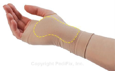 Pedifix Wrist Support Visco-GEL® Carpal Tunnel Relief Sleeve Lycra® / Nylon / Visco-GEL® Right Hand Beige Small