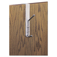 Safco® Over-The-Door Double Coat Hook, Chrome-Plated Steel, Satin Aluminum Base