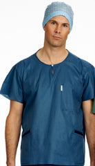 Molnlycke Scrub Shirt Barrier® X-Small Blue 1 Pocket Short Sleeve Male