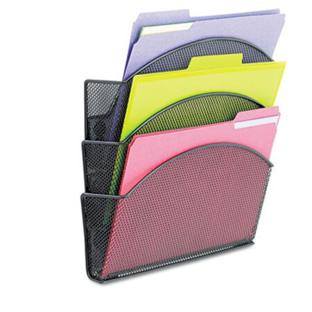 Safco® Onyx Magnetic Mesh Panel Accessories, 3 File Pocket, 13 x 4 1/3 x 13 1/2. Black