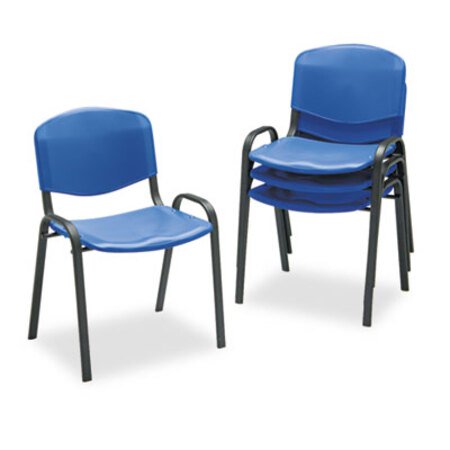 Safco® Stacking Chair, Blue Seat/Blue Back, Black Base, 4/Carton