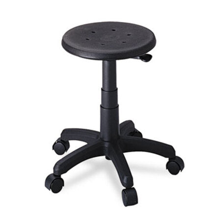 Safco® Office Stool, 21" Seat Height, Supports up to 250 lbs., Black Seat, Black Back, Black Base