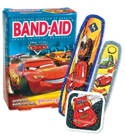 Medibadge Adhesive Strip Band-Aid® 5/8 X 2-1/4 Inch / 3/4 X 3 Inch Plastic Rectangle Kid Design (Disney Cars) Sterile