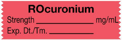 United Ad Label Drug Label UAL™ Anesthesia Label Rocuronium Strength_mg/mL Exp Dt Tm_ Fluorescent Red 1/2 X 1-1/2 Inch - M-839490-4732 - Roll of 1