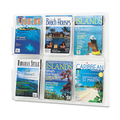 Safco® Reveal Clear Literature Displays, 6 Compartments, 30w x 2d x 24.5h, Clear