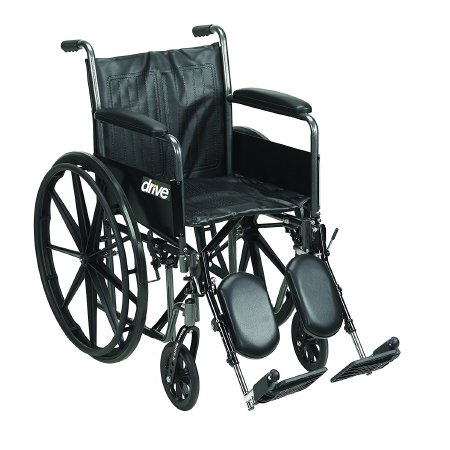 Drive Medical Wheelchair drive™ Silver Sport 2 Dual Axle Full Length Arm Removable Padded Arm Style Black Upholstery 20 Inch Seat Width 350 lbs. Weight Capacity