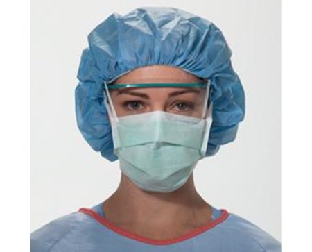 O&M Halyard Inc Surgical Mask FluidShield Anti-fog Foam Pleated Tie Closure One Size Fits Most Green NonSterile ASTM Level 1