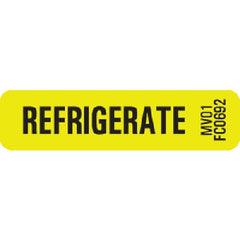Precision Dynamics Pre-Printed Label MedVision® Auxiliary Label Chartreuse Paper REFRIGERATE Black Temperature Control 5/16 X 1-1/4 Inch - M-841270-1667 - Roll of 1