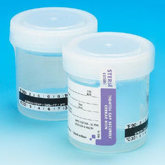 Globe Scientific Specimen Container with Temperature Strip 57 X 73 mm Polypropylene 90 mL (3 oz.) Screw Cap Patient Information Sterile