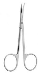 V. Mueller Iris Scissors V. Mueller® Knapp 4 Inch Length Surgical Grade Stainless Steel NonSterile Finger Ring Handle Curved Blunt Tip / Blunt Tip - M-841727-1214 - Each