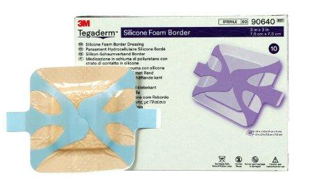 3M Silicone Foam Dressing 3M™ Tegaderm™ 3 X 3 Inch Square Silicone Adhesive with Border Sterile