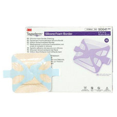 3M Silicone Foam Dressing 3M™ Tegaderm™ 4 X 4 Inch Square Silicone Adhesive with Border Sterile