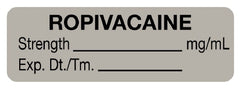 Precision Dynamics Drug Label PDC® Anesthesia Label Ropivacaine_% Date_Time_Int Gray 1/2 X 1-1/2 Inch - M-843804-2122 - Roll of 1
