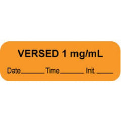 Precision Dynamics Drug Label PDC® Anesthesia Label Versed 1mg/mL Date_Time_Int Orange 1/2 X 1-1/2 Inch - M-843819-3228 - Roll of 1