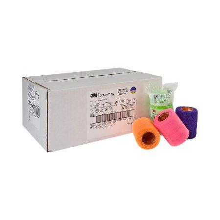 3M Cohesive Bandage 3M™ Coban™ LF 1-1/2 Inch X 5 Yard Standard Compression Self-adherent Closure Bright Green / Bright Orange / Bright Pink / Purple / Blue / Black NonSterile