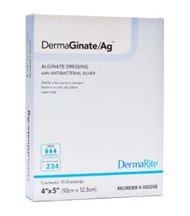 DermaRite Industries Silver Alginate Dressing DermaGinate/ Ag™ 4 X 8 Inch Rectangle Sterile