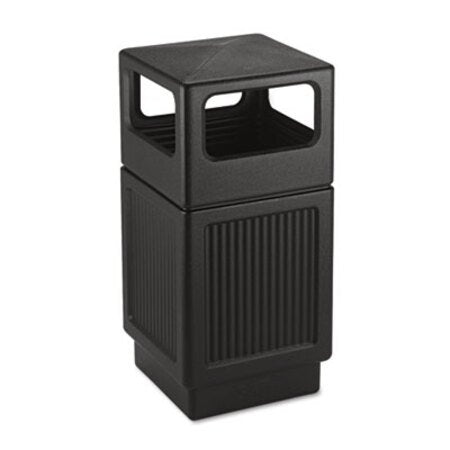 Safco® Canmeleon Side-Open Receptacle, Square, Polyethylene, 38 gal, Textured Black