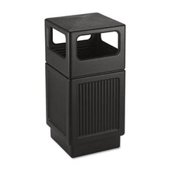 Safco® Canmeleon Side-Open Receptacle, Square, Polyethylene, 38 gal, Textured Black