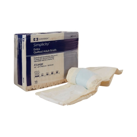 Cardinal Unisex Adult Incontinence Brief Simplicity™ X-Large Disposable Moderate Absorbency - M-846765-4658 - Bag of 15