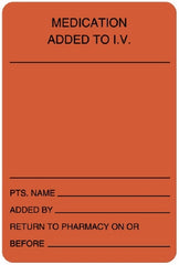 United Ad Label Pre-Printed Label Spee-D-Date® Anesthesia Label Fluorescent Red Paper Medication Added To IV Black Medication Instruction 2 X 3 Inch - M-847784-1991 - Roll of 1