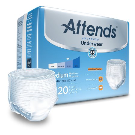 Attends Healthcare Products Unisex Adult Absorbent Underwear Attends® Advanced Pull On with Tear Away Seams Medium Disposable Heavy Absorbency - M-848957-3452 - Case of 4