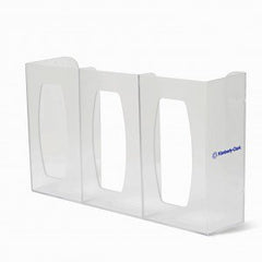 O&M Halyard Inc Glove Box Holder Triple with Dividers Horizontal or Vertical Mounted 3-Box Capacity Clear 4.25 X 10.13 X 17.06 Inch Plastic