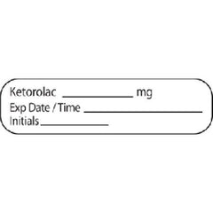 Precision Dynamics Drug Label MedVision® Anesthesia Label Ketorolac_mg Exp_Date/Time_ Int_ White 3/8 X 1-7/16 Inch - M-850749-2208 - Roll of 1