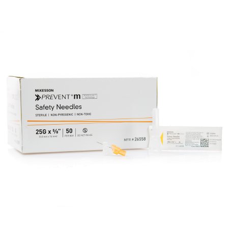 Hypodermic Needle McKesson Prevent® M Sliding Safety Needle 25 Gauge 5/8 Inch Length