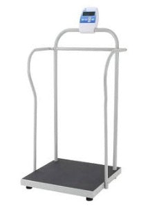 Doran Scales Column Scale with Handrail Digital Display 800 lbs. Capacity Black / Gray AC Adapter / Battery Operated
