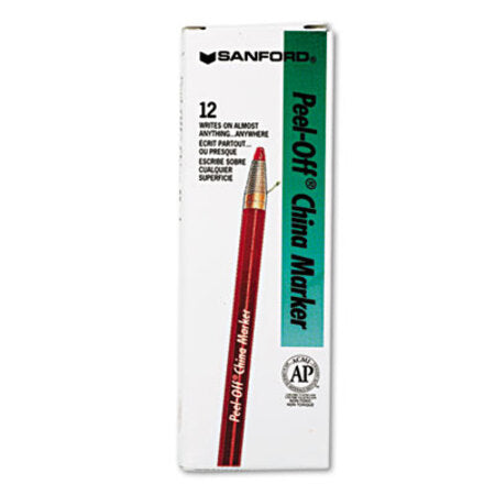 Sharpie® Peel-Off China Markers, Red, Dozen