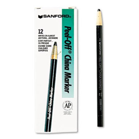 Sharpie® Peel-Off China Markers, Black, Dozen