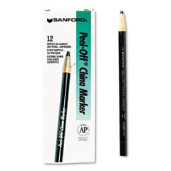 Sharpie® Peel-Off China Markers, Black, Dozen