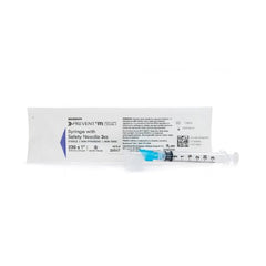 Syringe with Hypodermic Needle McKesson Prevent® M 3 mL 23 Gauge 1 Inch Detachable Needle Sliding Safety Needle