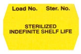 SPS Medical Supply Pre-Printed Label Advisory Label Yellow Paper LOAD NO. Ster No./STERILIZED/INDEFINITE SHELF LIFE Black Sterilization Label - M-852282-1113 - Box of 12