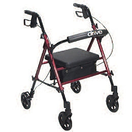 Patterson Medical Supply 4 Wheel Rollator drive™ Red Adjustable Height Aluminum Frame