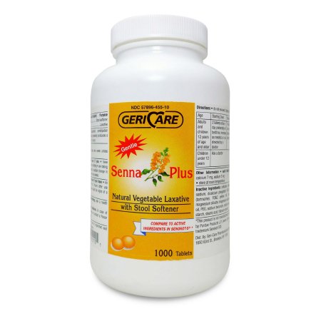 Stool Softener Geri-Care Senna Plus Tablet 1,000 per Bottle 50 mg - 8.6 mg Strength Docusate Sodium / Sennosides