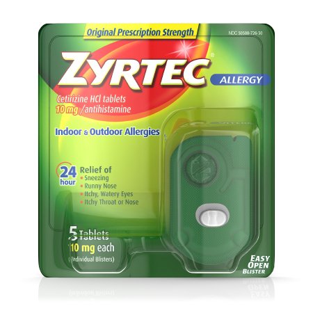 Johnson & Johnson Consumer Allergy Relief Zyrtec® 10 mg Strength Tablet 5 per Bottle